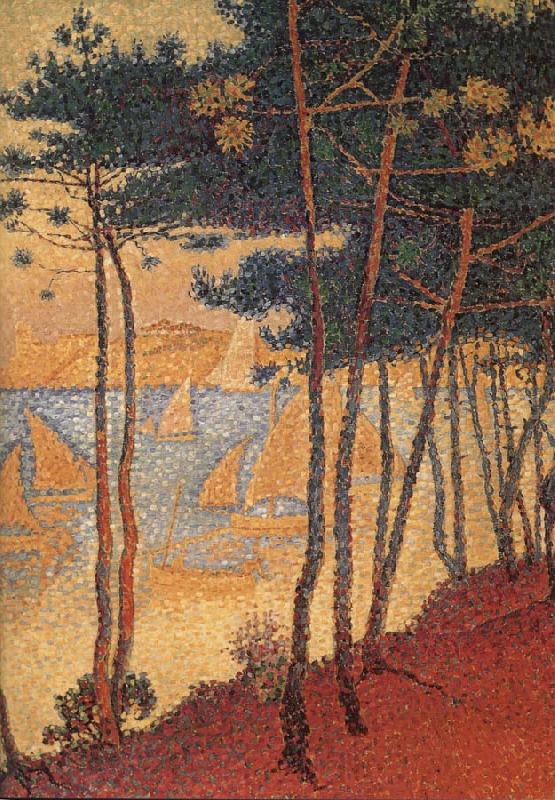 Paul Signac Sail boat and pine Norge oil painting art